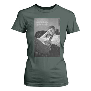 John F Kennedy Quote T Shirt For Women American President History TS14 Dark Forest Green Print Your Wear