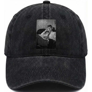 John F Kennedy Quote Washed Cotton Baseball Cap American President History TS14 Washed Cap Universal Fit Black Print Your Wear