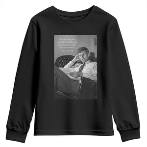 John F Kennedy Quote Youth Sweatshirt American President History TS14 Black Print Your Wear