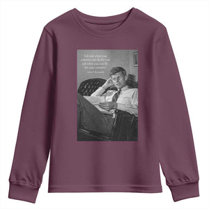John F Kennedy Quote Youth Sweatshirt American President History TS14 Maroon Print Your Wear