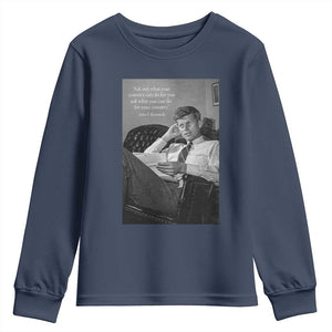 John F Kennedy Quote Youth Sweatshirt American President History TS14 Navy Print Your Wear