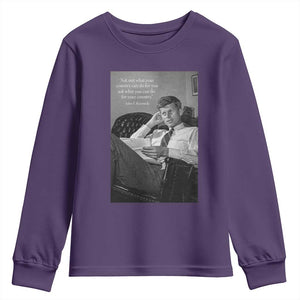 John F Kennedy Quote Youth Sweatshirt American President History TS14 Purple Print Your Wear