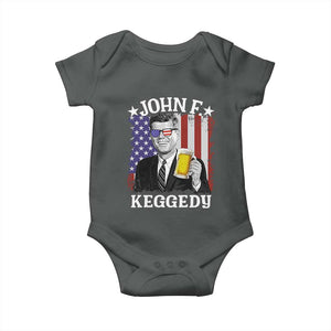 John F Kennedy Baby Onesie 4th of July America Flag Beer TS14 Dark Heather Print Your Wear