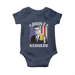 John F Kennedy Baby Onesie 4th of July America Flag Beer TS14 Navy Print Your Wear