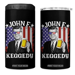 John F Kennedy 4 in 1 Can Cooler Tumbler 4th of July America Flag Beer TS14 One Size: 16 oz Black Print Your Wear