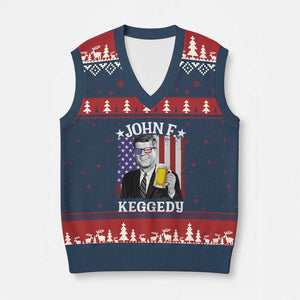 John F Kennedy V-Neck Knit Sweater Vest 4th of July America Flag Beer TS14 Navy Red Print Your Wear
