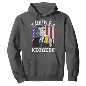 John F Kennedy Hoodie 4th of July America Flag Beer TS14 Dark Heather Print Your Wear