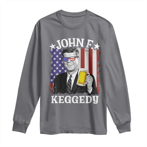 John F Kennedy Long Sleeve Shirt 4th of July America Flag Beer TS14 Charcoal Print Your Wear