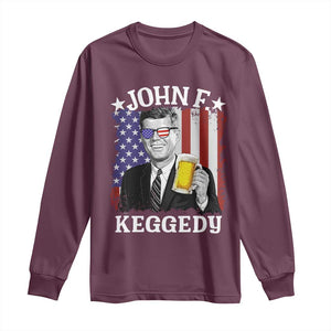 John F Kennedy Long Sleeve Shirt 4th of July America Flag Beer TS14 Maroon Print Your Wear