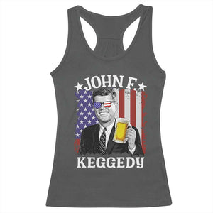 John F Kennedy Racerback Tank Top 4th of July America Flag Beer TS14 Dark Heather Print Your Wear