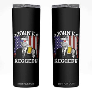 John F Kennedy Skinny Tumbler 4th of July America Flag Beer TS14 Black Print Your Wear