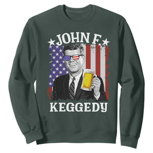 John F Kennedy Sweatshirt 4th of July America Flag Beer TS14 Dark Forest Green Print Your Wear