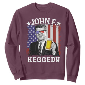 John F Kennedy Sweatshirt 4th of July America Flag Beer TS14 Maroon Print Your Wear