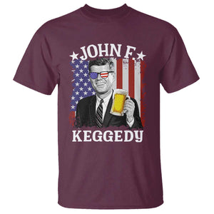John F Kennedy T Shirt 4th of July America Flag Beer TS14 Maroon Print Your Wear