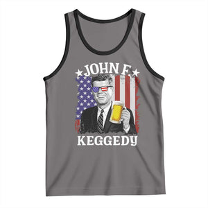 John F Kennedy Tank Top 4th of July America Flag Beer TS14 Deep Heather Black Print Your Wear
