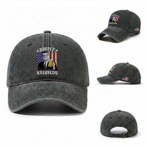 John F Kennedy Washed Cotton Baseball Cap 4th of July America Flag Beer TS14 Washed Cap Universal Fit Dark Green Print Your Wear