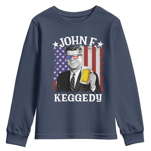 John F Kennedy Youth Sweatshirt 4th of July America Flag Beer TS14 Navy Print Your Wear
