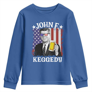 John F Kennedy Youth Sweatshirt 4th of July America Flag Beer TS14 Royal Blue Print Your Wear