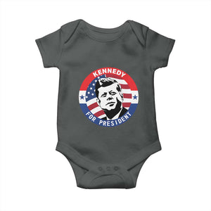 John F Kennedy US President American History Baby Onesie TS14 Dark Heather Print Your Wear