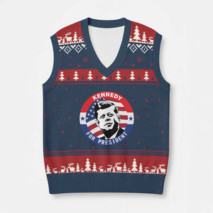 John F Kennedy US President American History V-Neck Knit Sweater Vest TS14 Navy Red Print Your Wear