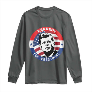 John F Kennedy US President American History Long Sleeve Shirt TS14 Dark Heather Print Your Wear