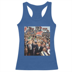 John F Kennedy American President History Racerback Tank Top TS14 Royal Blue Print Your Wear