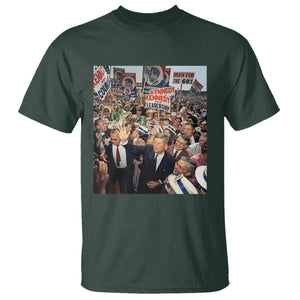 John F Kennedy American President History T Shirt TS14 Dark Forest Green Print Your Wear