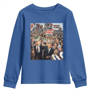 John F Kennedy American President History Youth Sweatshirt TS14 Royal Blue Print Your Wear