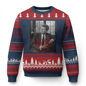 John F Kennedy Quote Ugly Christmas Sweater American President History US Presidential Leader TS14 Navy Red Print Your Wear