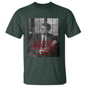 John F Kennedy Quote T Shirt American President History US Presidential Leader TS14 Dark Forest Green Print Your Wear