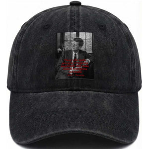 John F Kennedy Quote Washed Cotton Baseball Cap American President History US Presidential Leader TS14 Washed Cap Universal Fit Black Print Your Wear