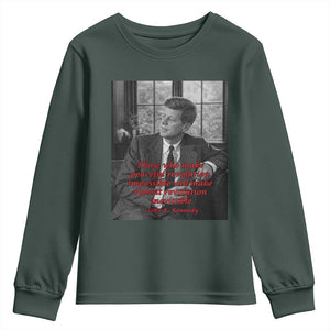 John F Kennedy Quote Youth Sweatshirt American President History US Presidential Leader TS14 Dark Forest Green Print Your Wear