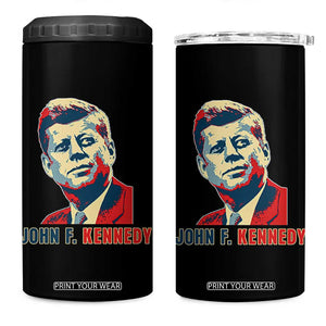 John F Kennedy American Flag US President 4 in 1 Can Cooler Tumbler TS14 One Size: 16 oz Black Print Your Wear