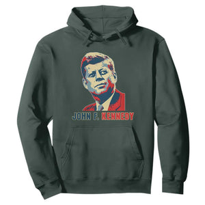 John F Kennedy American Flag US President Hoodie TS14 Dark Forest Green Print Your Wear