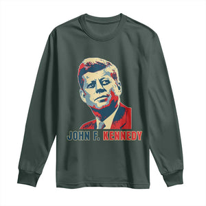 John F Kennedy American Flag US President Long Sleeve Shirt TS14 Dark Forest Green Print Your Wear