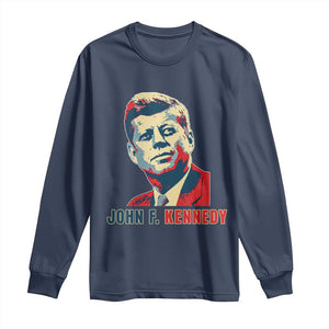 John F Kennedy American Flag US President Long Sleeve Shirt TS14 Navy Print Your Wear