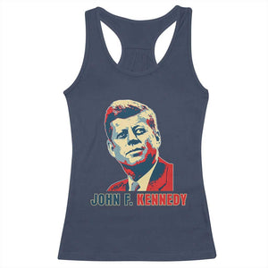 John F Kennedy American Flag US President Racerback Tank Top TS14 Navy Print Your Wear