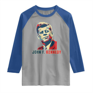 John F Kennedy American Flag US President Raglan Shirt TS14 Sport Gray Royal Print Your Wear