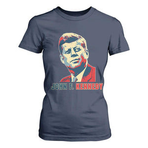 John F Kennedy American Flag US President T Shirt For Women TS14 Navy Print Your Wear