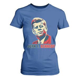 John F Kennedy American Flag US President T Shirt For Women TS14 Royal Blue Print Your Wear