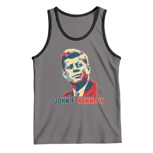 John F Kennedy American Flag US President Tank Top TS14 Deep Heather Black Print Your Wear
