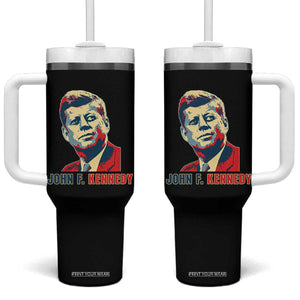 John F Kennedy American Flag US President Tumbler With Handle TS14 One Size: 40 oz Black Print Your Wear