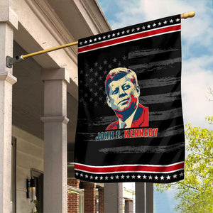John F Kennedy American Flag US President Garden Flag TS14 Distressed Black Red Print Your Wear