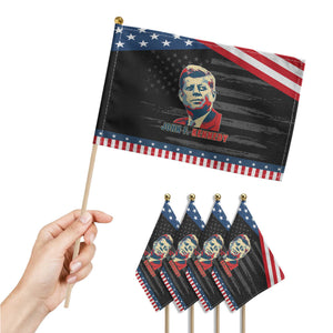 John F Kennedy American Flag US President Patriotic Handheld Flag