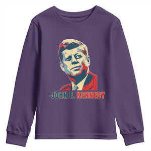 John F Kennedy American Flag US President Youth Sweatshirt TS14 Purple Print Your Wear