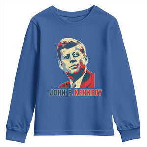 John F Kennedy American Flag US President Youth Sweatshirt TS14 Royal Blue Print Your Wear