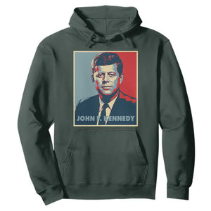 John F Kennedy Hoodie American President History US Presidential Leader TS14 Dark Forest Green Print Your Wear