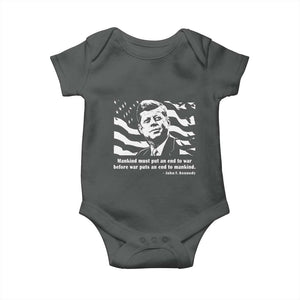 John F Kennedy Quote Baby Onesie American Flag US President TS14 Dark Heather Print Your Wear