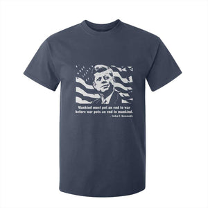 John F Kennedy Quote T Shirt For Kid American Flag US President TS14 Navy Print Your Wear