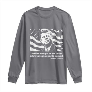 John F Kennedy Quote Long Sleeve Shirt American Flag US President TS14 Charcoal Print Your Wear